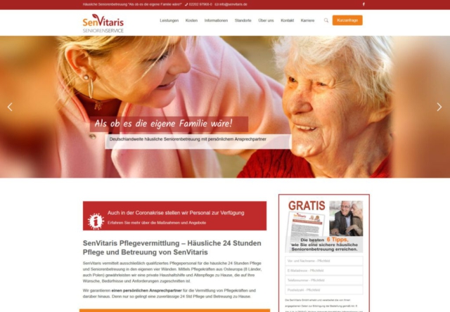 Pflegevermittlung von 24 Stunden Pflege Seniorenbetreuung SenVitaris in Bergisch Gladbach